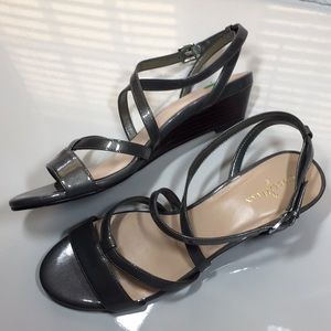 Cole Haan silver grey patent leather  sandals